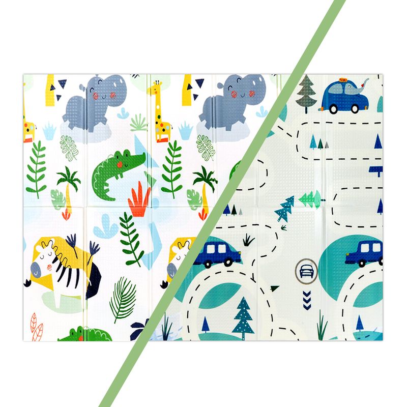 BEBESIT - Alfombra Antigolpes Plegable 180X120 Auto y Jungla Bebesit