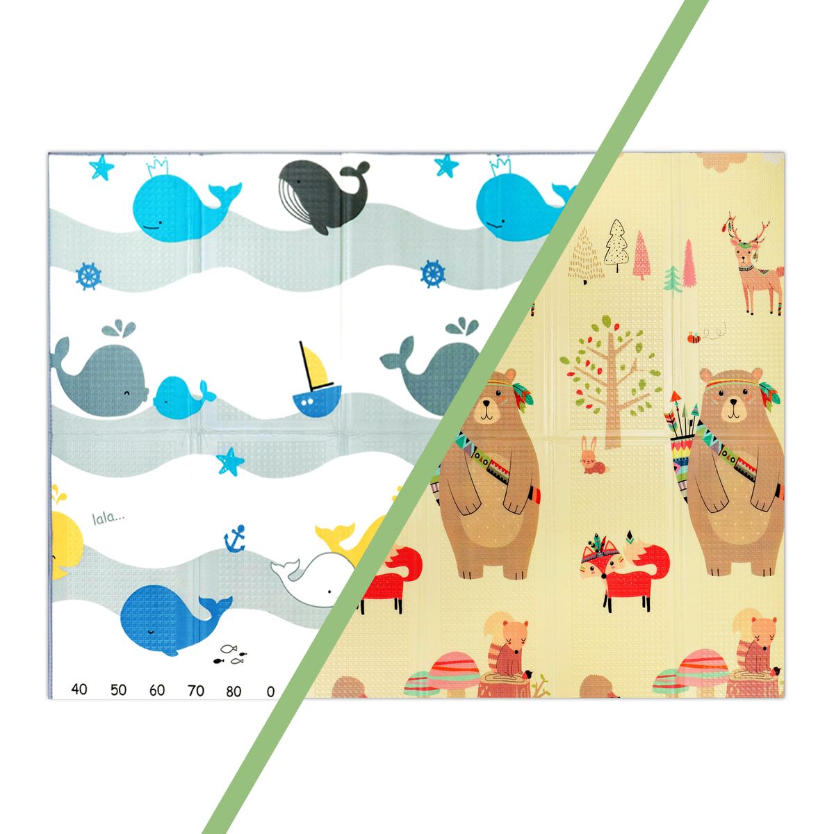 BEBESIT - Alfombra Antigolpes Plegable 180X120 Oso y Oceano Bebesit