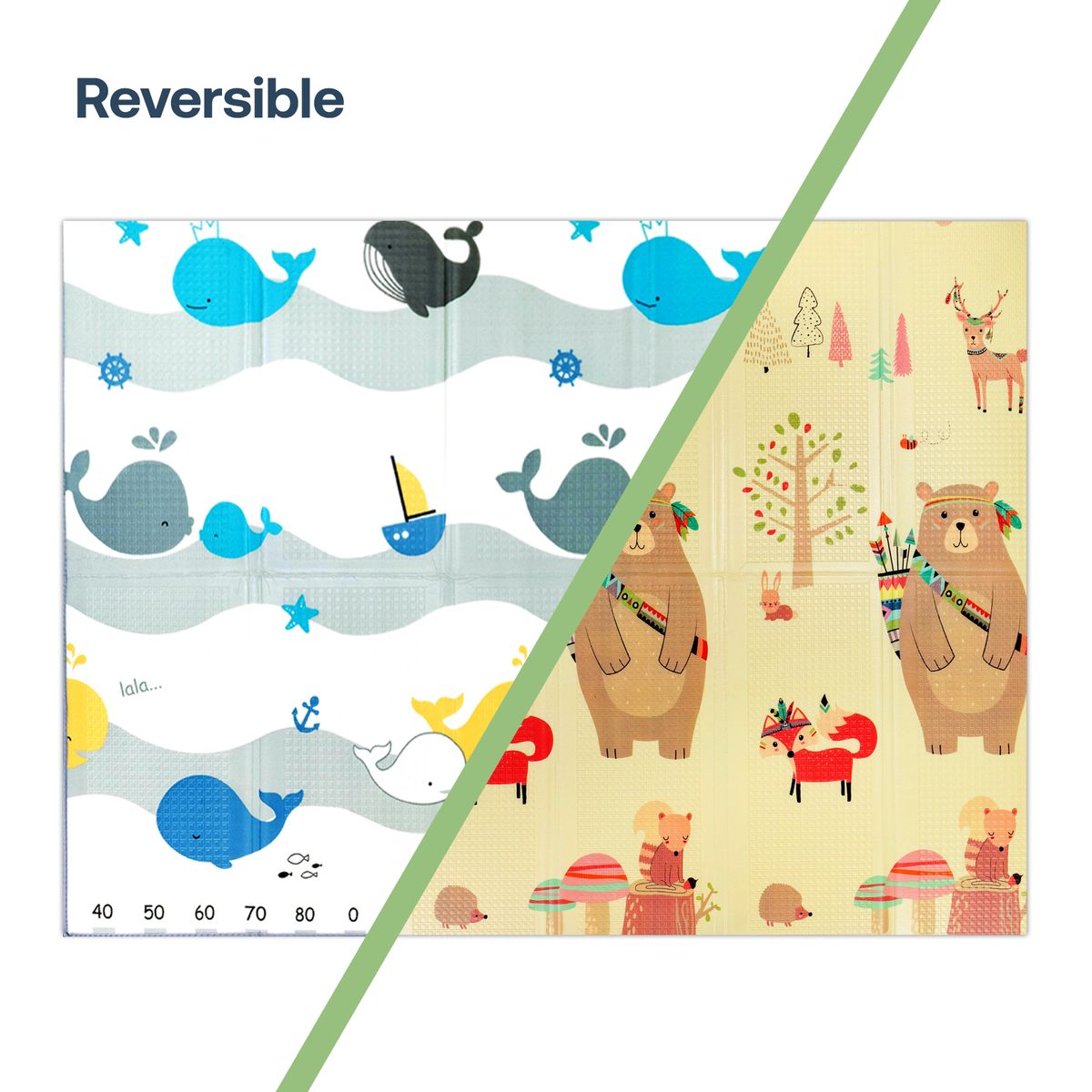 BEBESIT - Alfombra Antigolpes Plegable 180X120 Oso y Oceano Bebesit