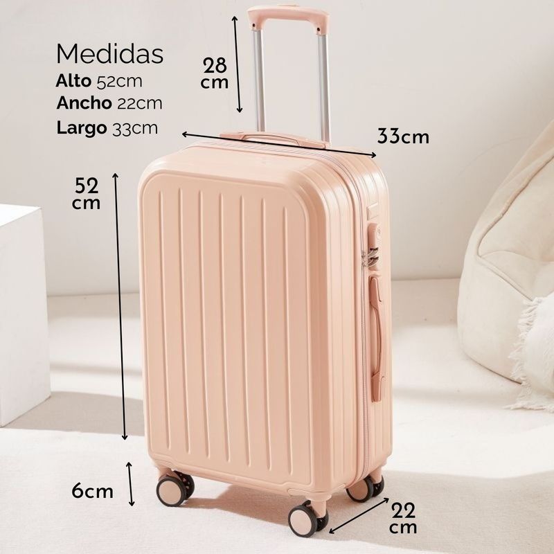 SANTU HOME & DECO - Maleta con Ruedas 360 Puerto USB Rosado-