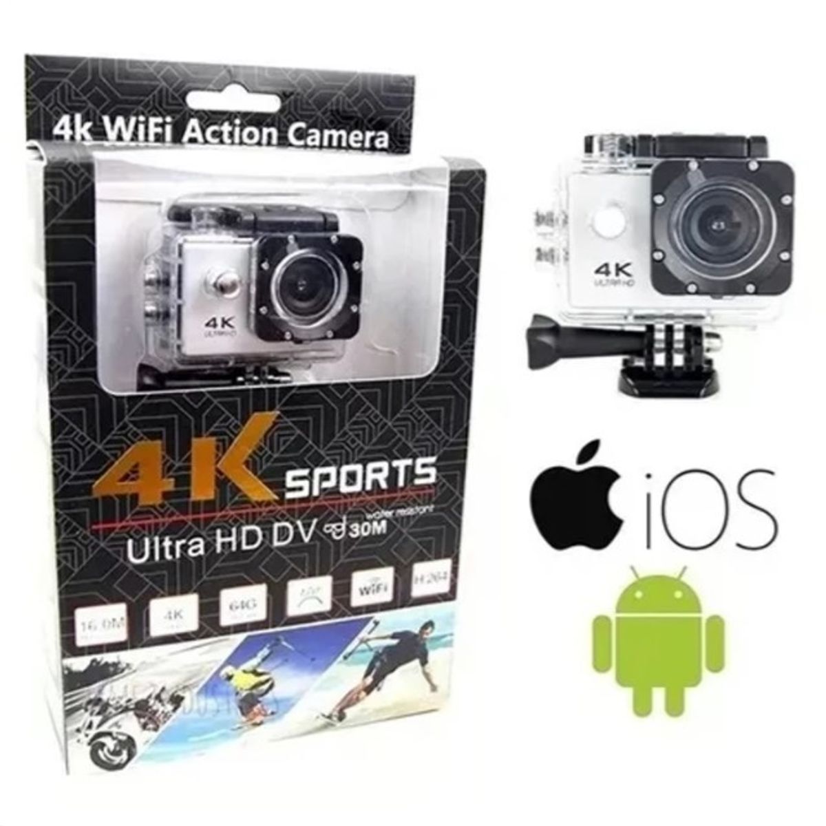 GENERICO - Camara Deportiva Accion 4k Ultra Hd Wifi Sumergible 30m