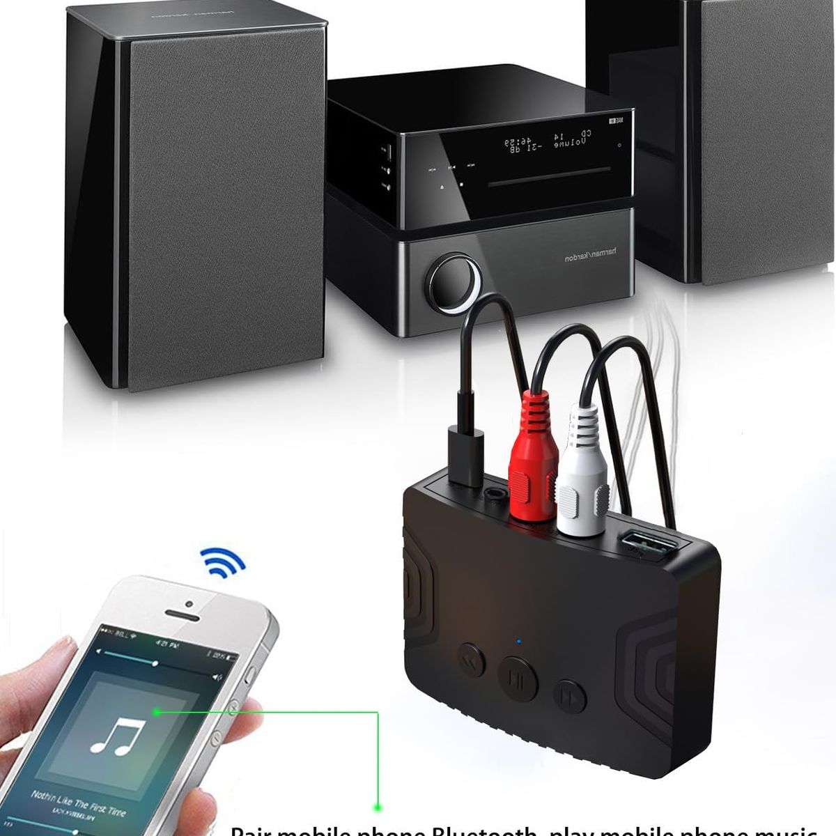 GENERICO - Receptor Audio Bluetooth V5.3 RCA Aux 3.5 Reproduce Pendrive