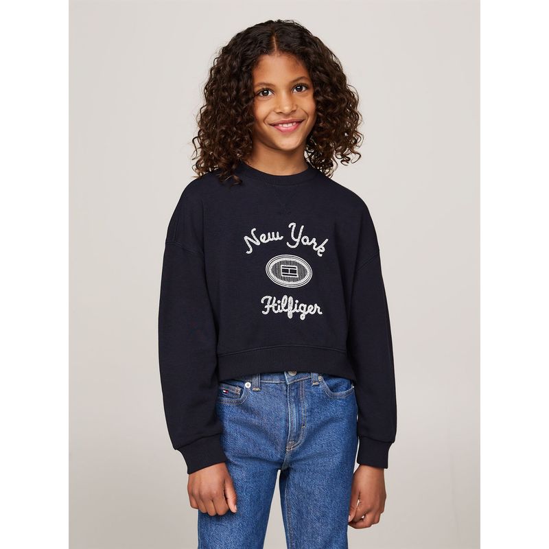 TOMMY HILFIGER - Sweater Con Logo Texturizado Azul Tommy Hilfiger
