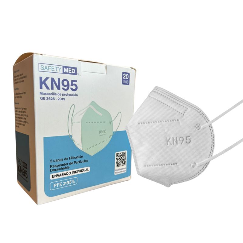 GENERICO - Pack 100 Mascarillas Kn95 Blancas Certificadas Safety Med