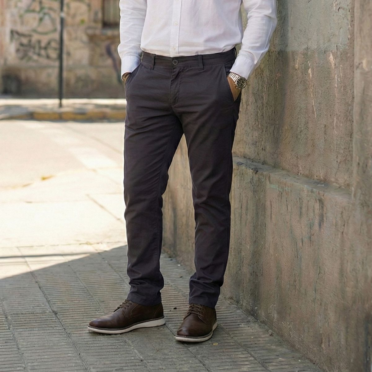 T-WORLD - Pantalón Hombre Classic Gabardina Regular Trabajo Ejecutivo