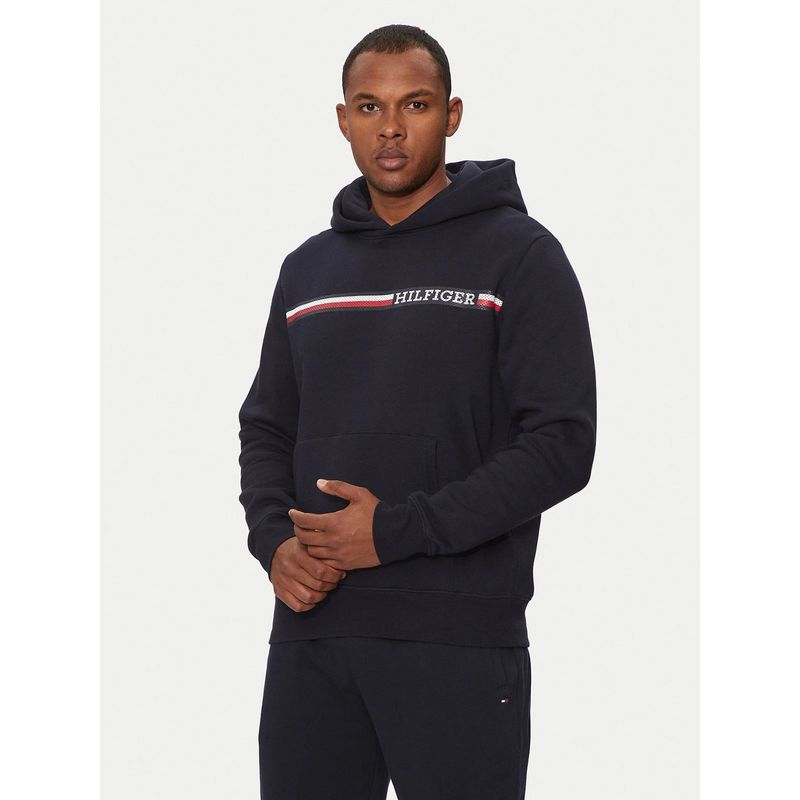 TOMMY HILFIGER - Polerón Hoodie Con Logo Stripe Azul Tommy Hilfiger