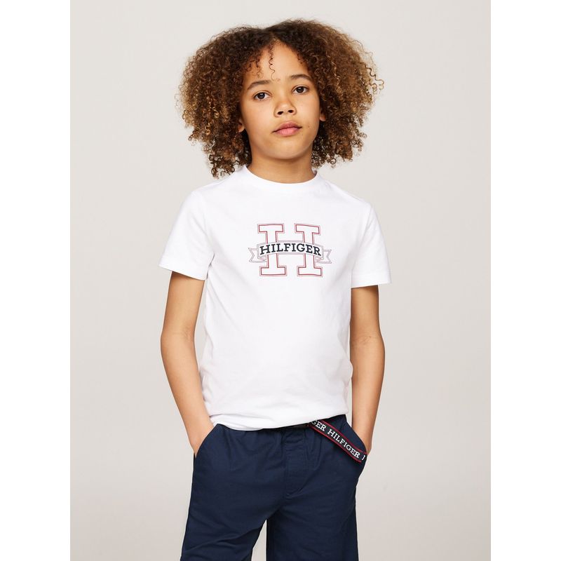 TOMMY HILFIGER - Polera Con Logo Del Monotype Blanco Tommy Hilfiger
