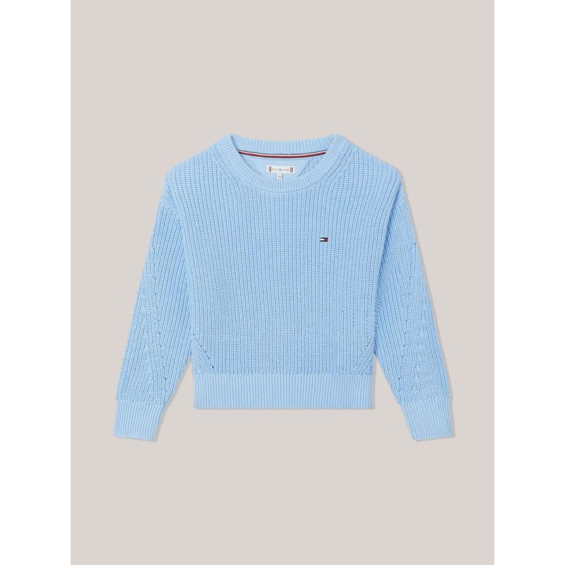 TOMMY HILFIGER - Sweater De Niña Essential De Corte Amplio Celeste Tommy Hilfiger
