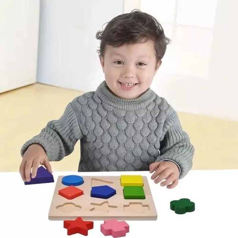 GENERICO - Juego Juguete Figuras Madera Encaje Montessori