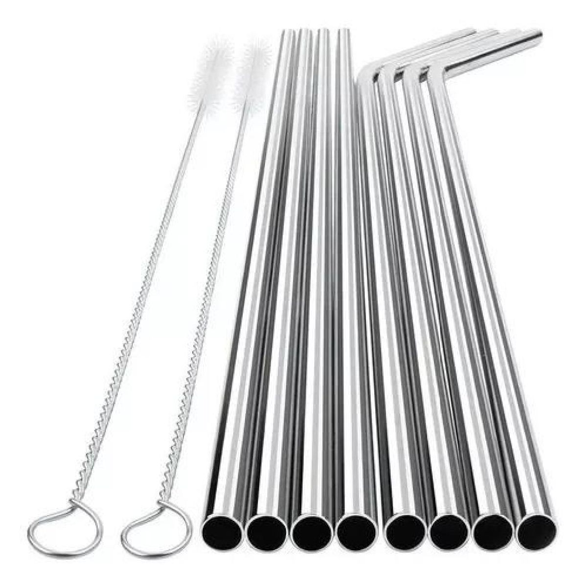 GENERICO - Set Bombillas Acero Inoxidable 8 Unidades + 2 Cepillos