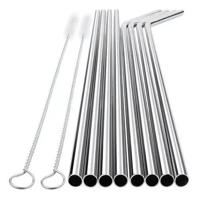 GENERICO - Set Bombillas Acero Inoxidable 8 Unidades + 2 Cepillos