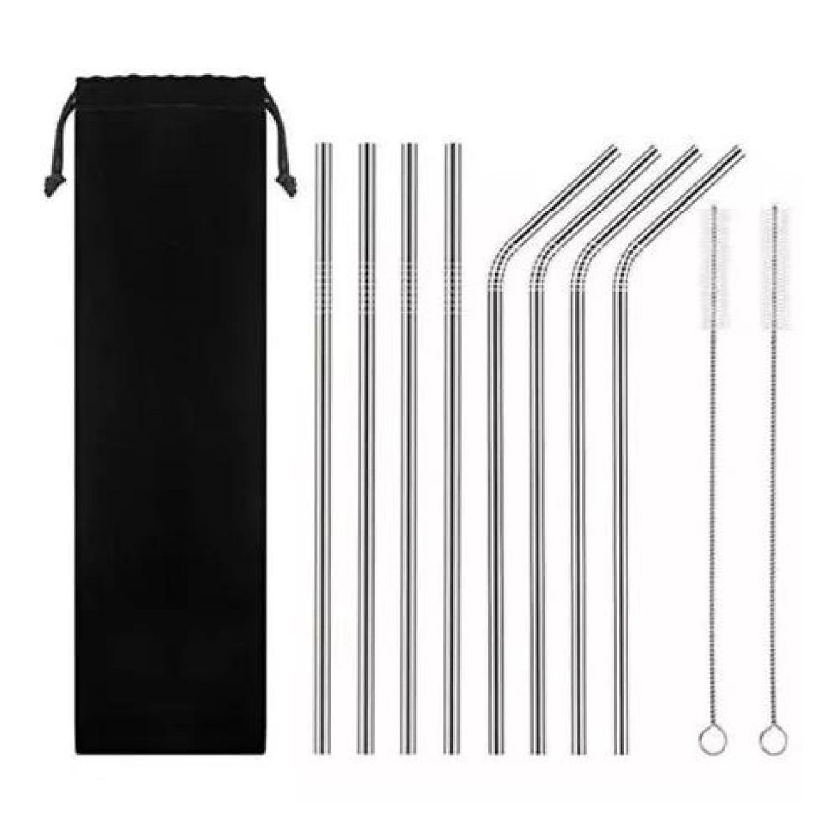 GENERICO - Set Bombillas Acero Inoxidable 8 Unidades + 2 Cepillos