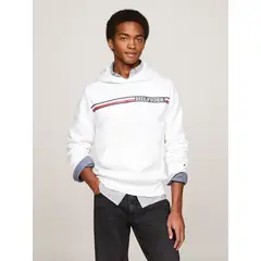 TOMMY HILFIGER - Polerón Hoodie Con Logo Stripe Blanco Tommy Hilfiger.