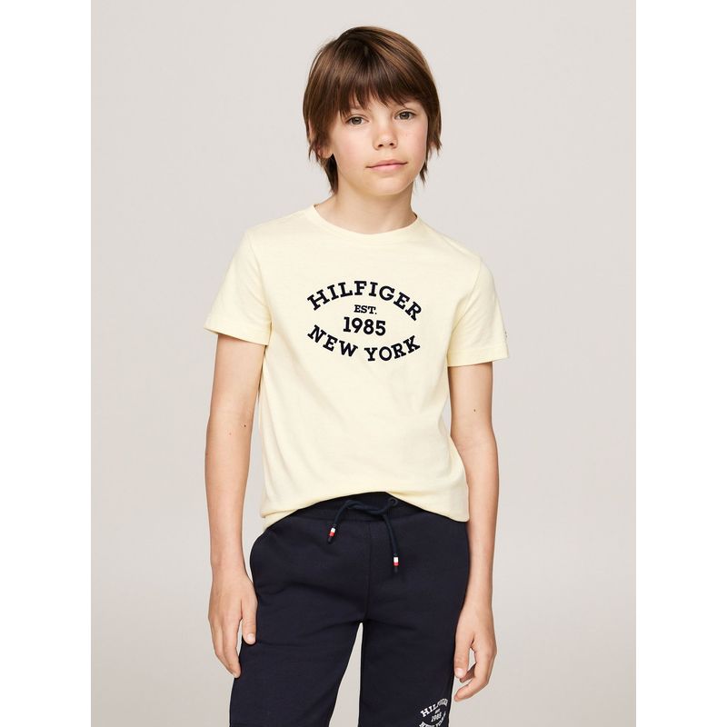 TOMMY HILFIGER - Polera Con Logo Aterciopelado Amarillo Tommy Hilfiger