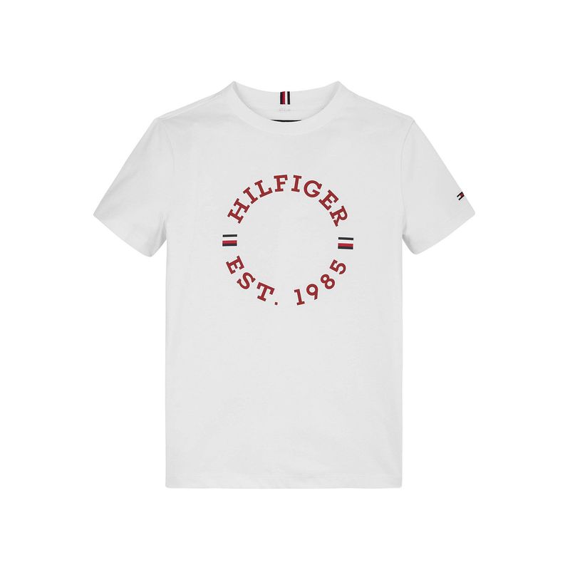 TOMMY HILFIGER - Polera De Niño Con Logo Monotipo Blanco Tommy Hilfiger