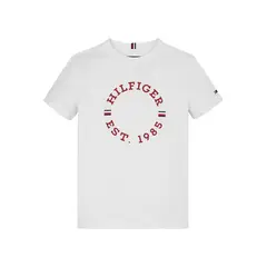 TOMMY HILFIGER - Polera De Niño Con Logo Monotipo Blanco