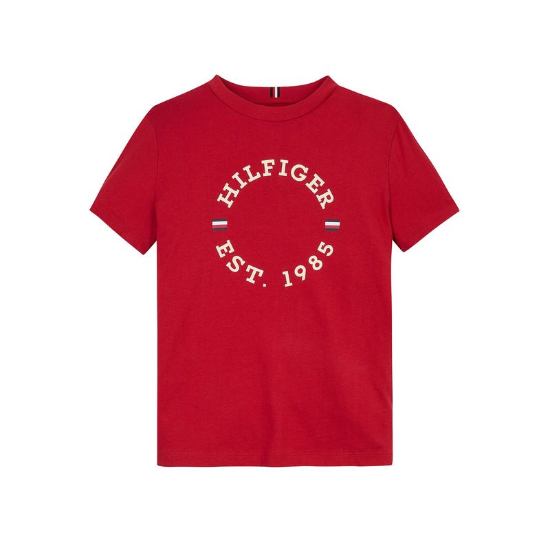 TOMMY HILFIGER - Polera De Niño Con Logo Monotipo Rojo Tommy Hilfiger