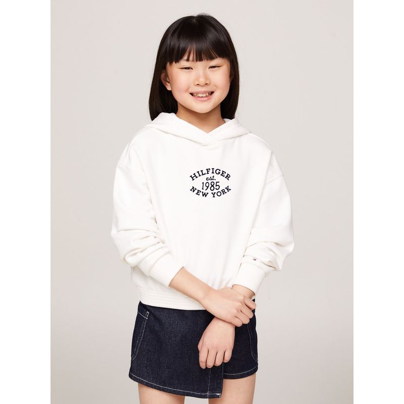 TOMMY HILFIGER - Polerón Hoodie Amplio Con Logo Blanco Tommy Hilfiger.