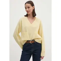 TOMMY HILFIGER - Sweater Cuello V Con Dos Bolsillos Amarillo
