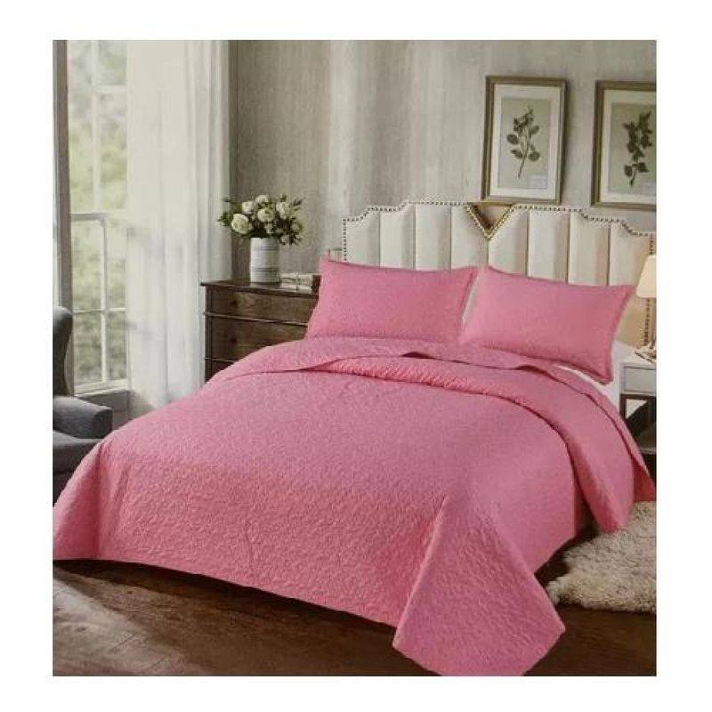 GENERICO - Cubrecama de verano 1.5 plazas + 1 funda cobertor, color rosado