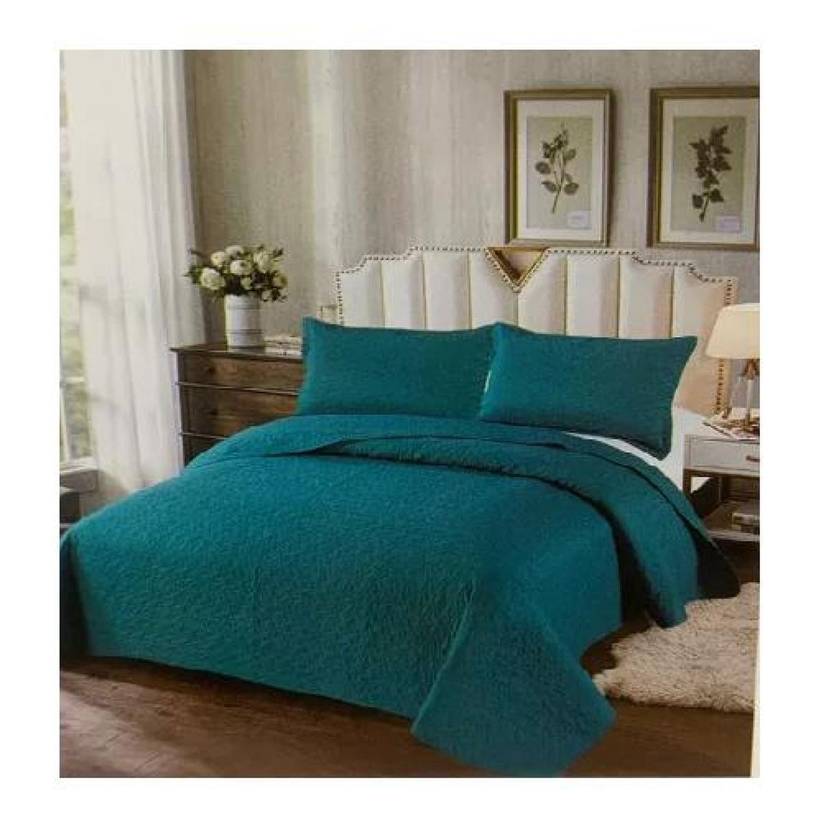 GENERICO - Cubrecama de verano 15 plazas + 1 funda cobertor, color turquesa