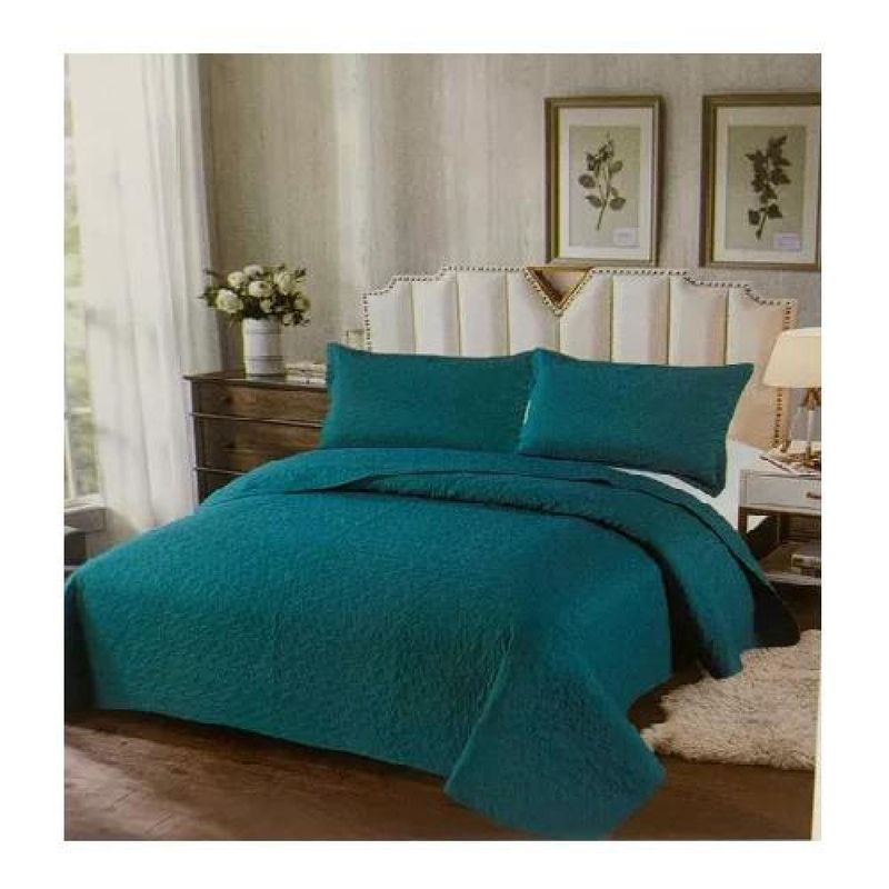 GENERICO - Cubrecama de verano 1.5 plazas + 1 funda cobertor, color turquesa