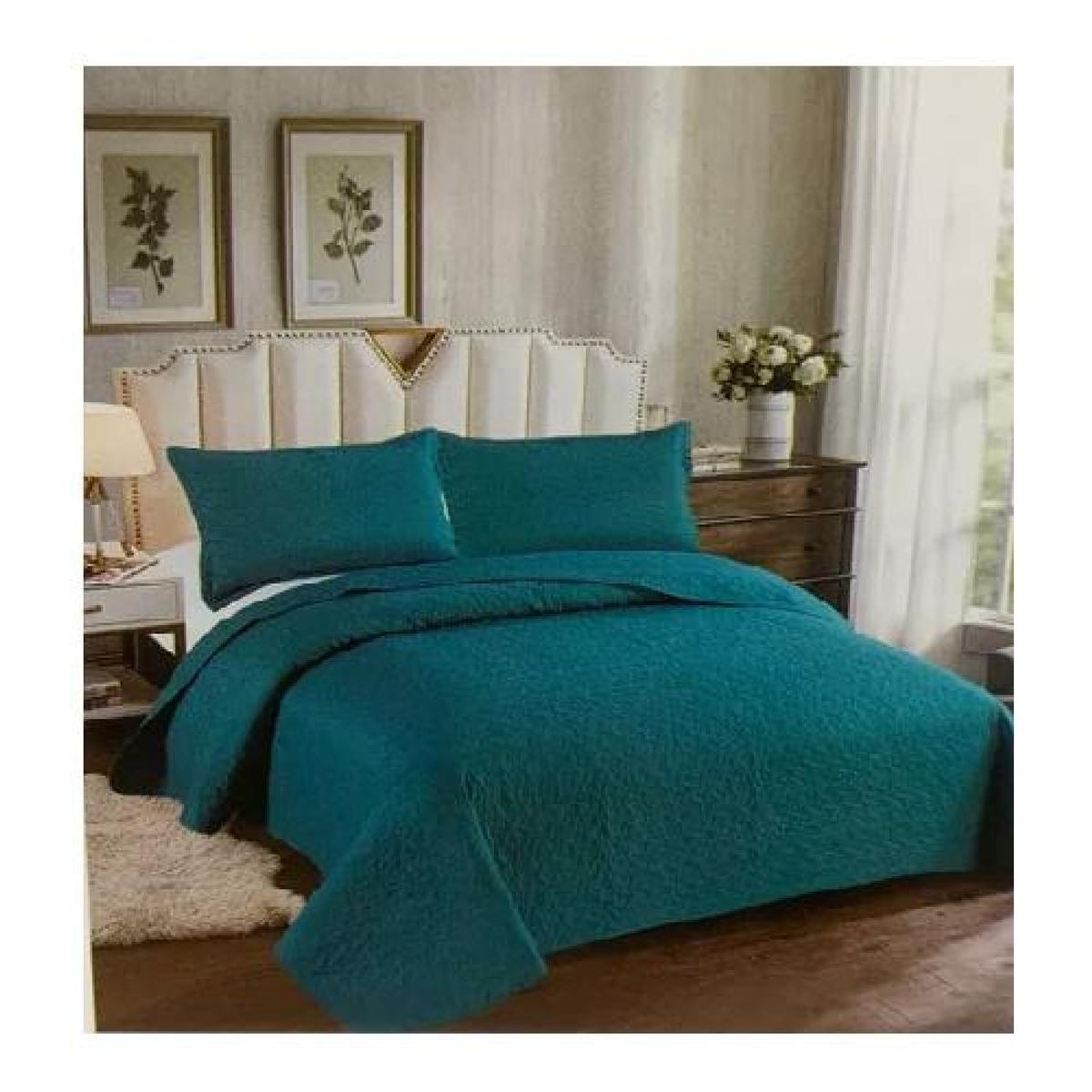 GENERICO - Cubrecama de verano 15 plazas + 1 funda cobertor, color turquesa