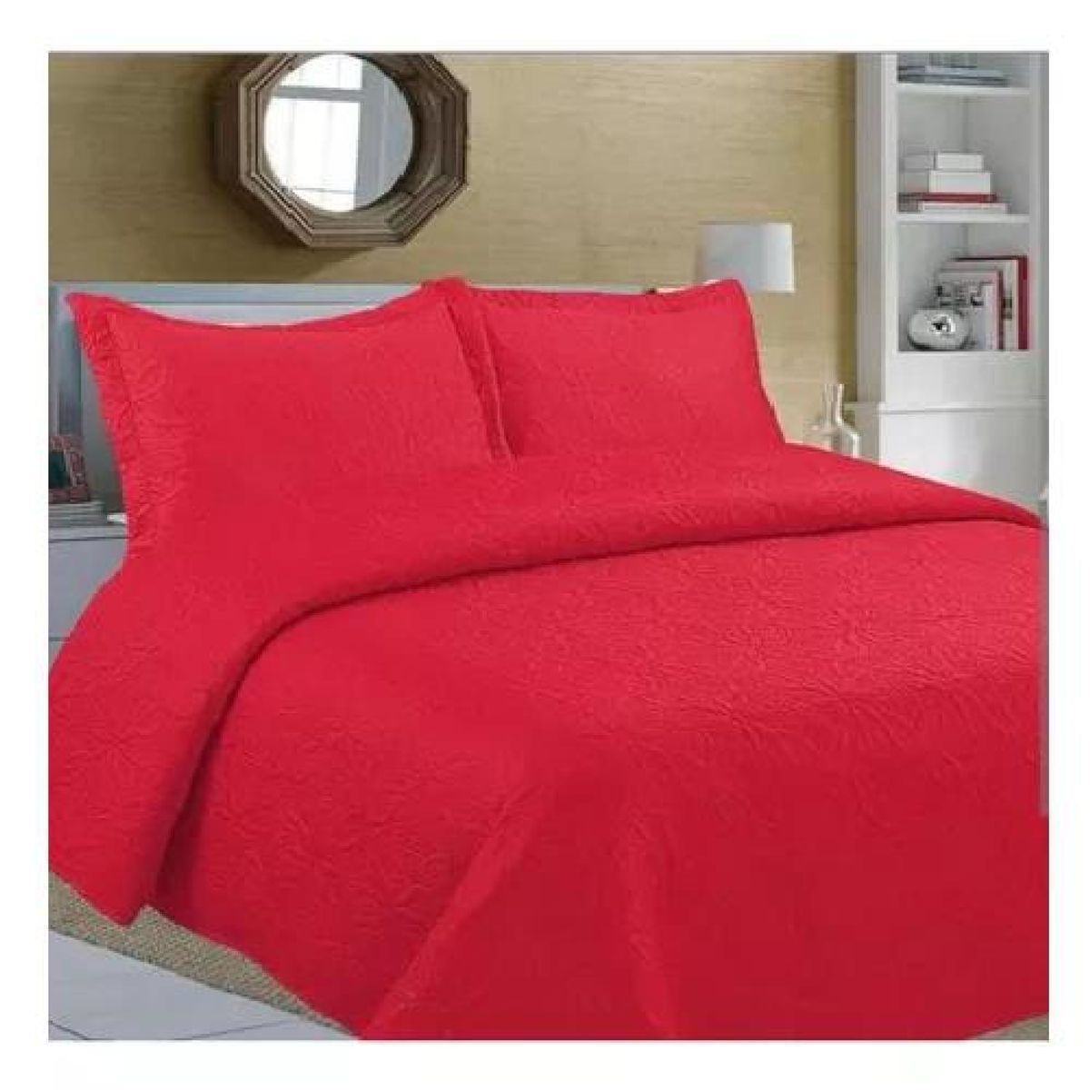 GENERICO - Cubrecama de verano 2 plazas, lisos, color rojo