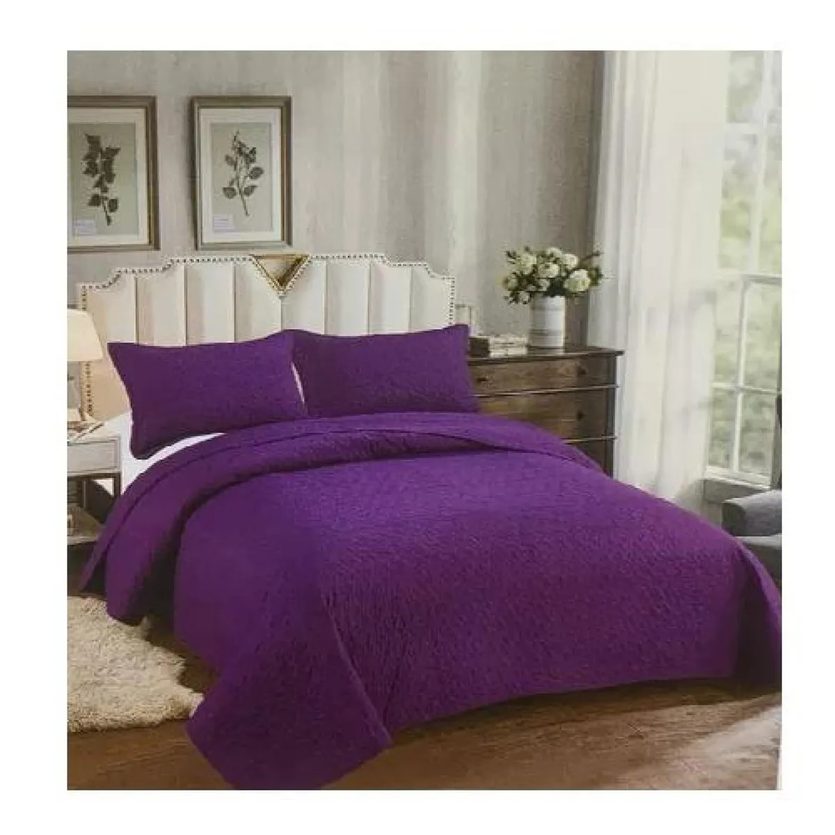 GENERICO - Cubrecama de verano 1.5 plazas + 1 funda cobertor, color morado