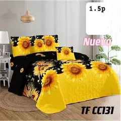 GENERICO - Cubrecama de verano 1.5 plazas + 1 funda cobertor, color amarillo mix