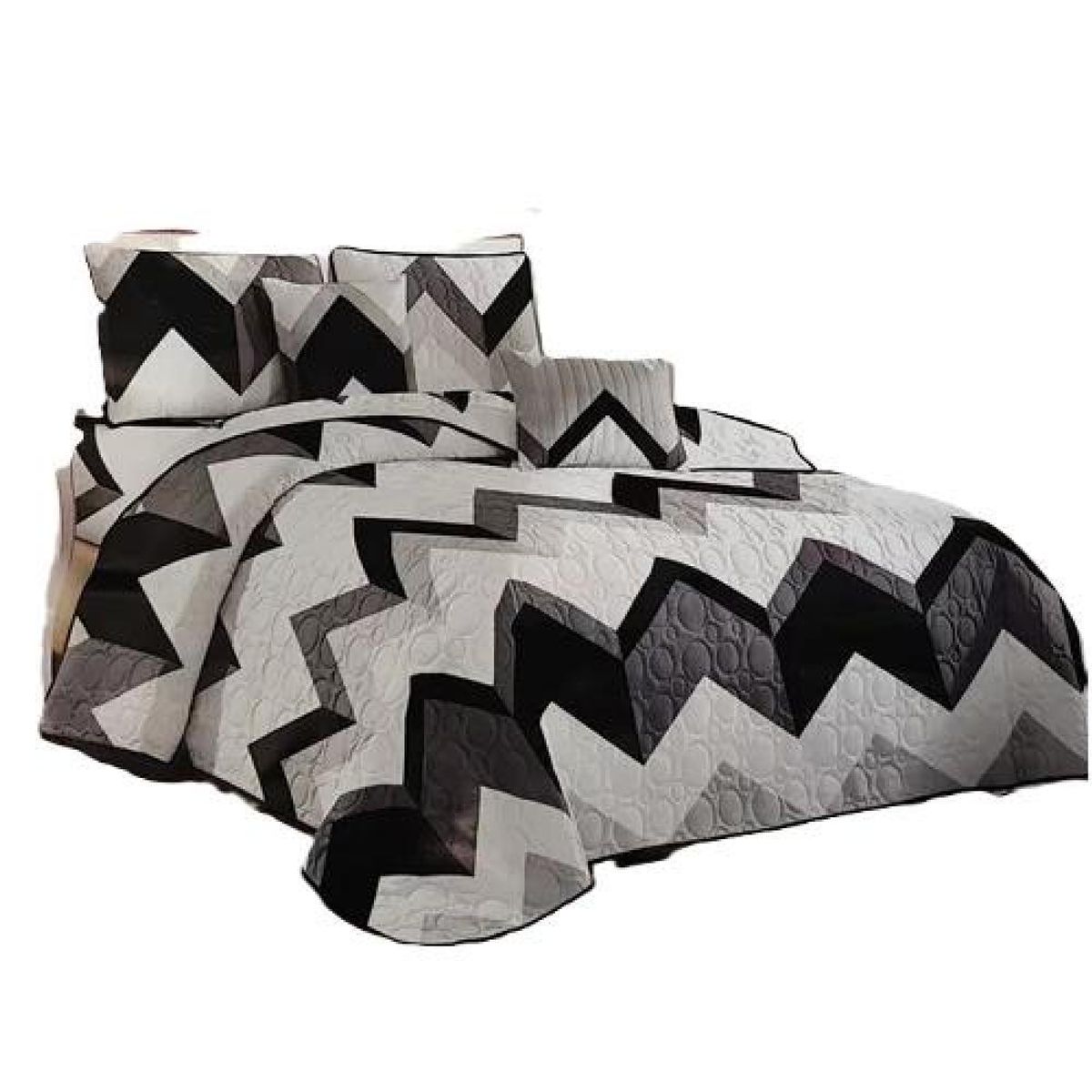 GENERICO - Cubrecama verano 1.5 plazas + 1 funda cobertor, color mix negro/blanco