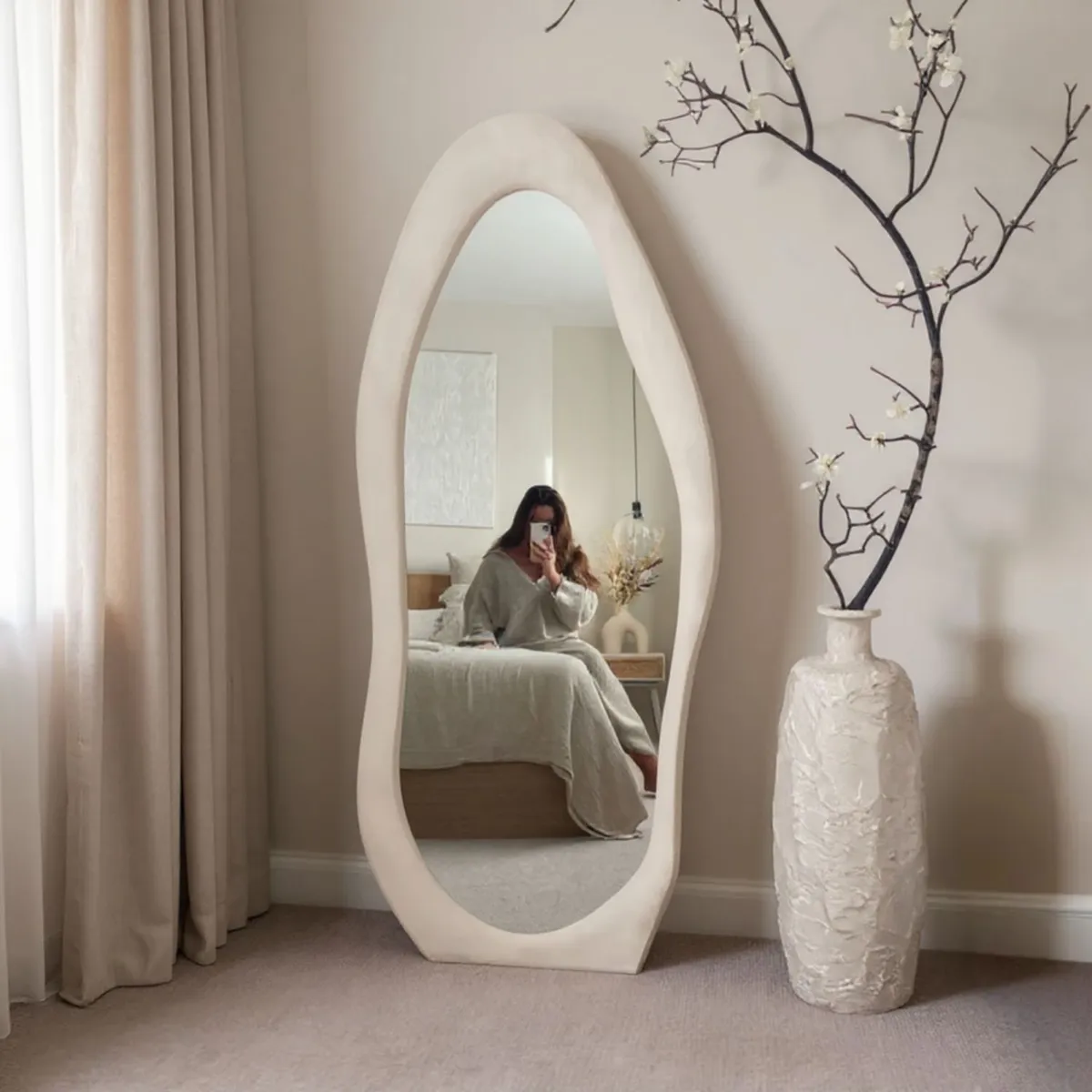 SANTU HOME & DECO - Espejo Decorativo Irregular con Borde Terciopelo