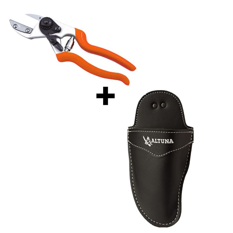 ALTUNA - TIJERA DE PODA 1 MANO CORTE YUNQUE ALTUNA J466 + FUNDA DE CUERO