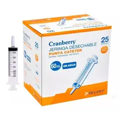 CRANBERRY - Jeringa Desechable 60cc Con Punta Catéter 25 Un.