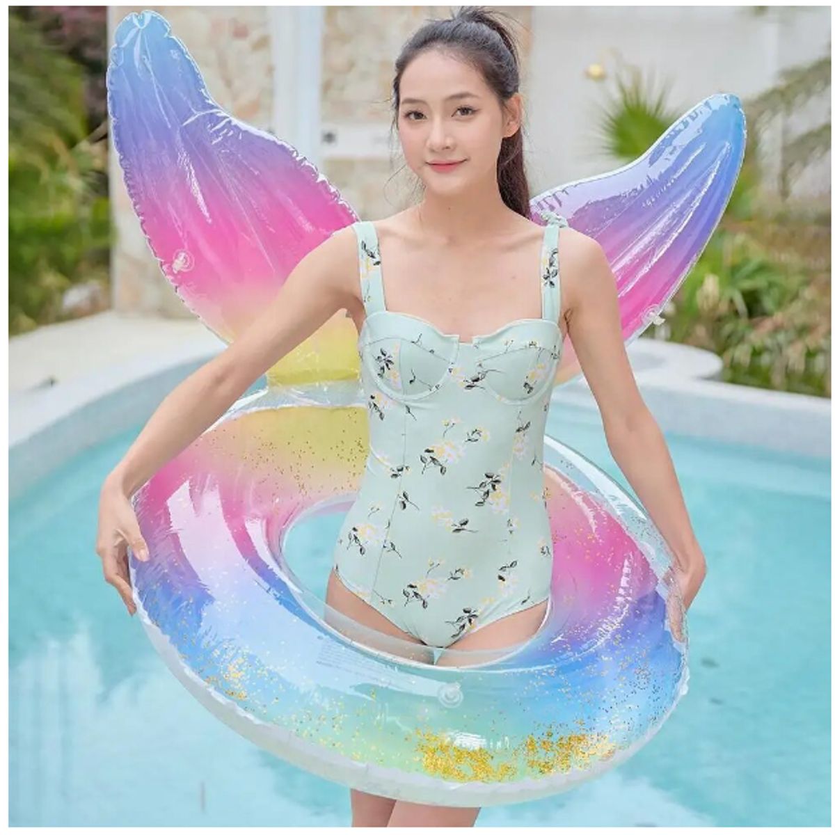 GENERICO - Pack 2 Flotadores De Piscina De Cola De Sirena 70cm Y 90cm