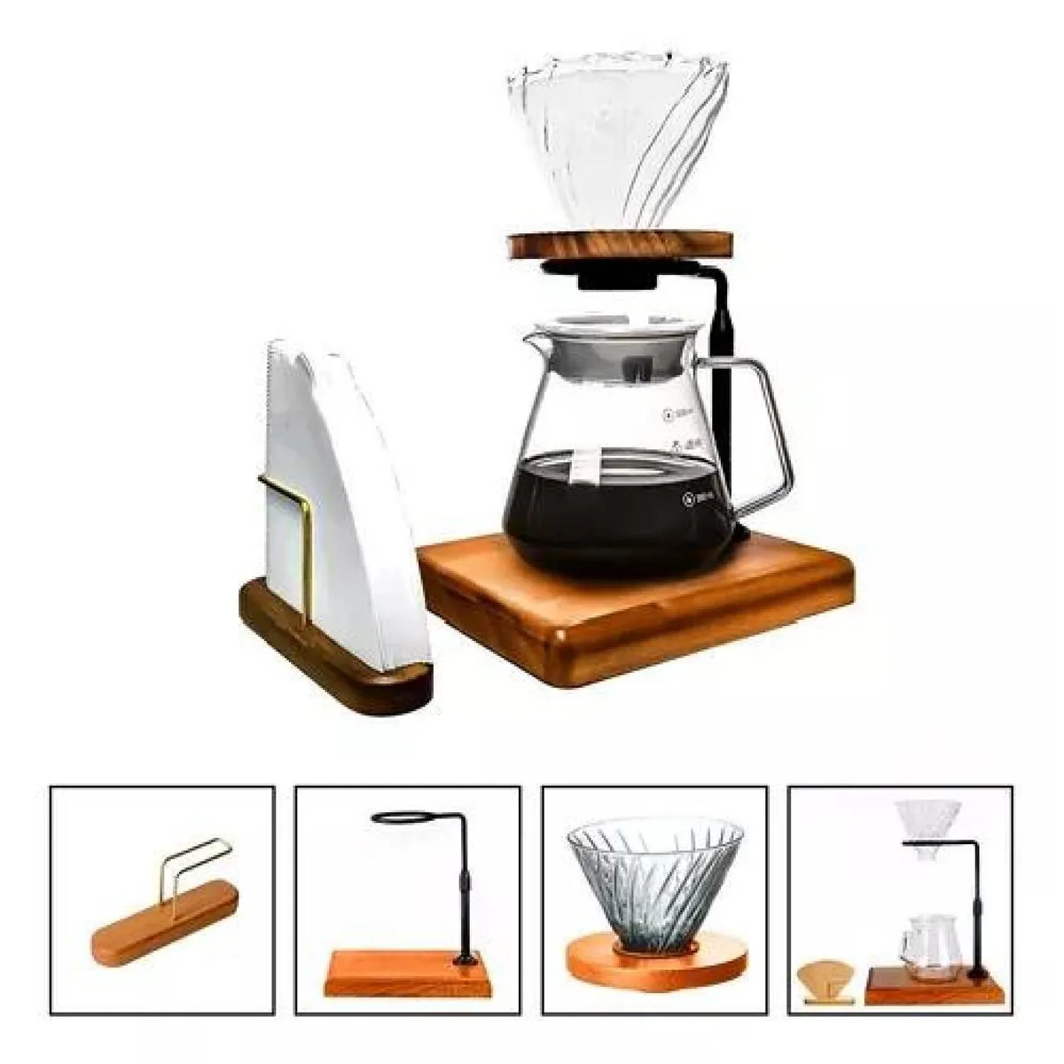 GENERICO - Juego De Tetera 600ml Cafe Gotero 40 Filtros Te Infusion