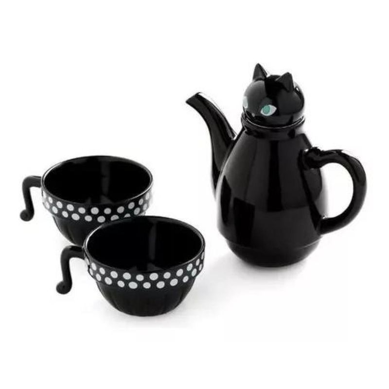 GENERICO - Set Tetera Gato Infusor + 2 Tazas Mug Gatos
