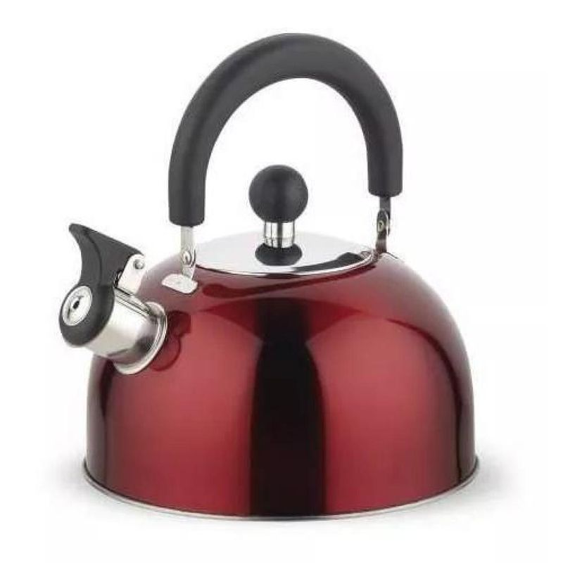 GENERICO - Tetera Acero Inoxidable Silbato 2500ml Sicilia Rojo