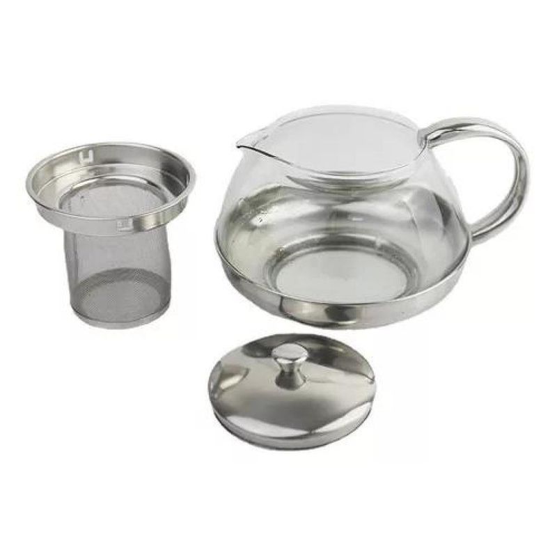 GENERICO - Hervidor Infusor De Vidrio De 600 Ml Para Tetera Plateado