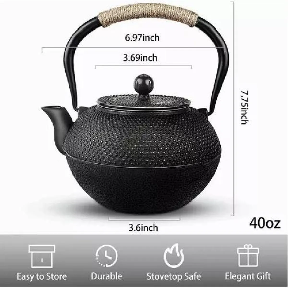 GENERICO - Tetera Hierro Fundido Japonesa Con Infusor Acero Teteras Té