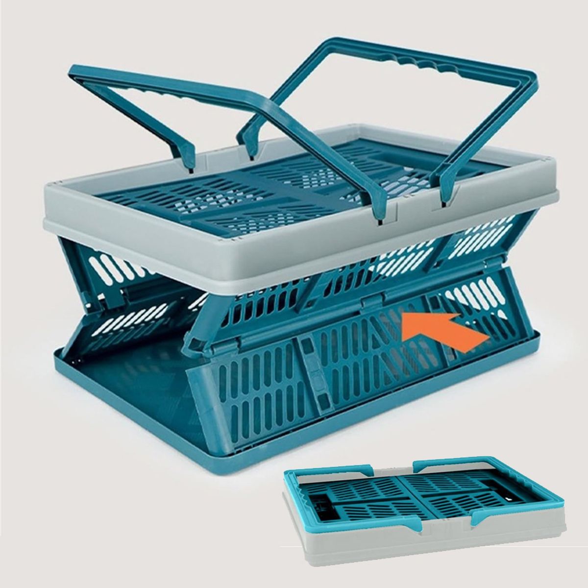 MIABU - Canasto plegable picnic caja almacenamiento 44 x 30 cms