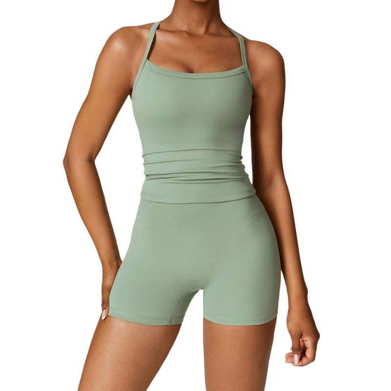 RURUTOTO - Conjunto Deportivo de Yoga Gym Para MujerTop+Shorts Negro