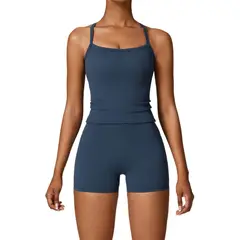 RURUTOTO - Conjunto Deportivo de Yoga Gym Para MujerTop+Shorts Negro