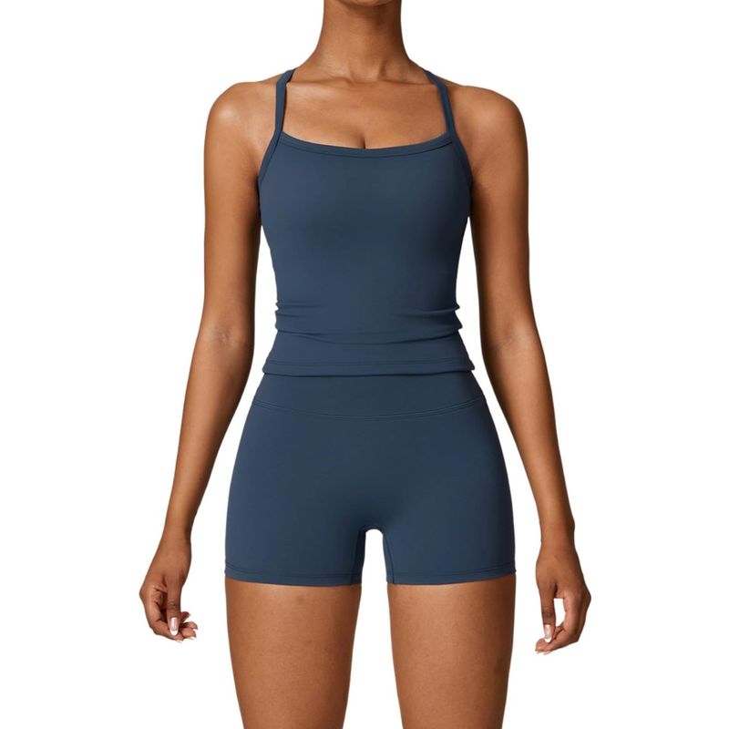 RURUTOTO - Conjunto Deportivo de Yoga Gym Para MujerTop+Shorts Negro