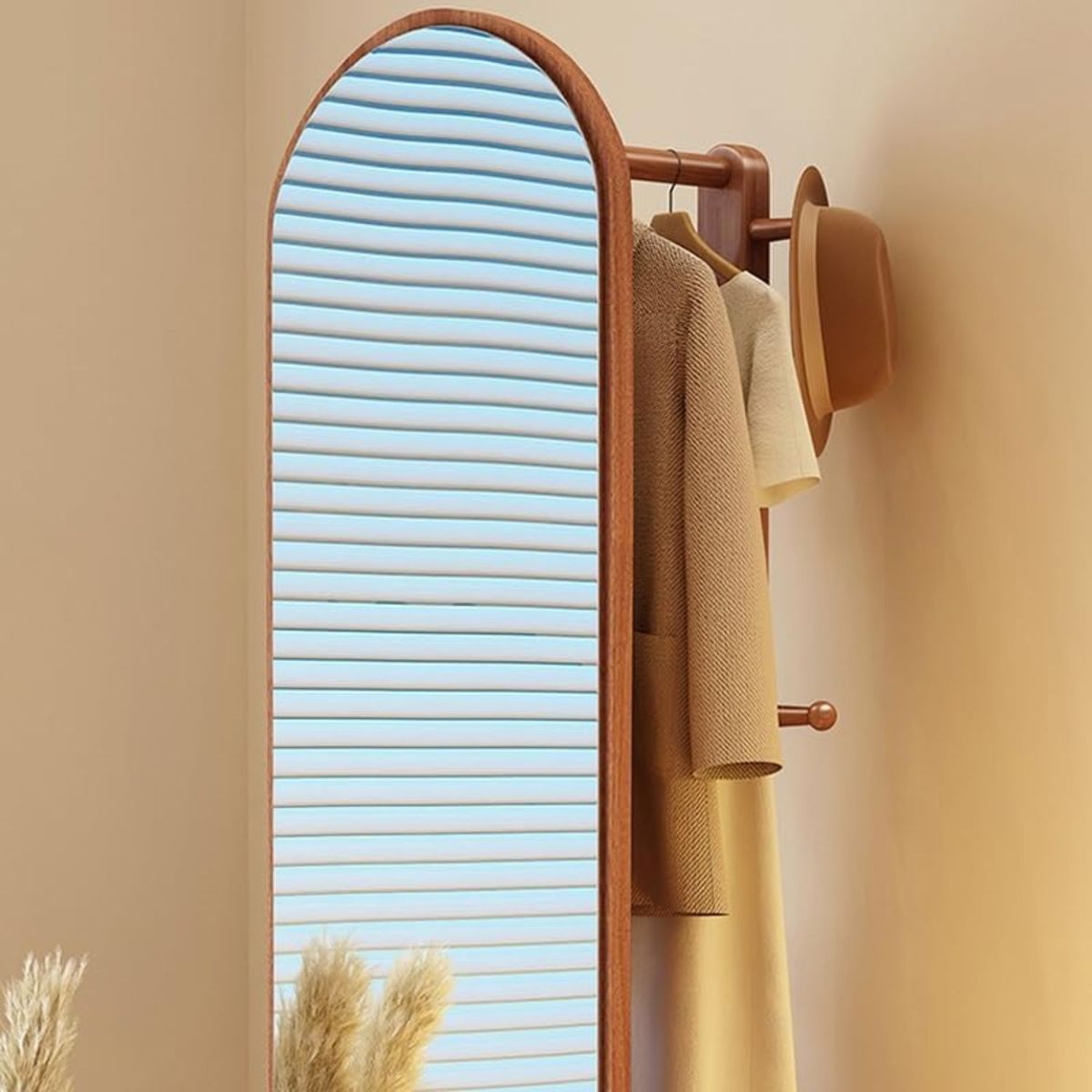 SANTU HOME & DECO - Espejo Giratorio Tipo Armario Con Perchero Y Barra Colgador