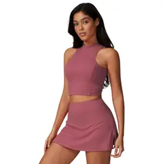 RURUTOTO - Traje de Deportivo Para mujer Camiseta sin mangas y falda corta Negro