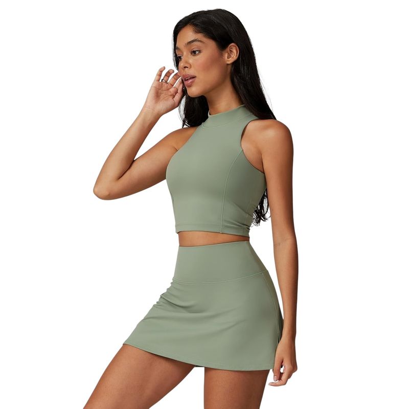 RURUTOTO - Traje de Deportivo Para mujer Camiseta sin mangas y falda corta Negro