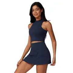 RURUTOTO - Traje de Deportivo Para mujer Camiseta sin mangas y falda corta Negro