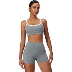 RURUTOTO - Conjunto de entrenamiento de yoga Top y Shorts para mujer Negro