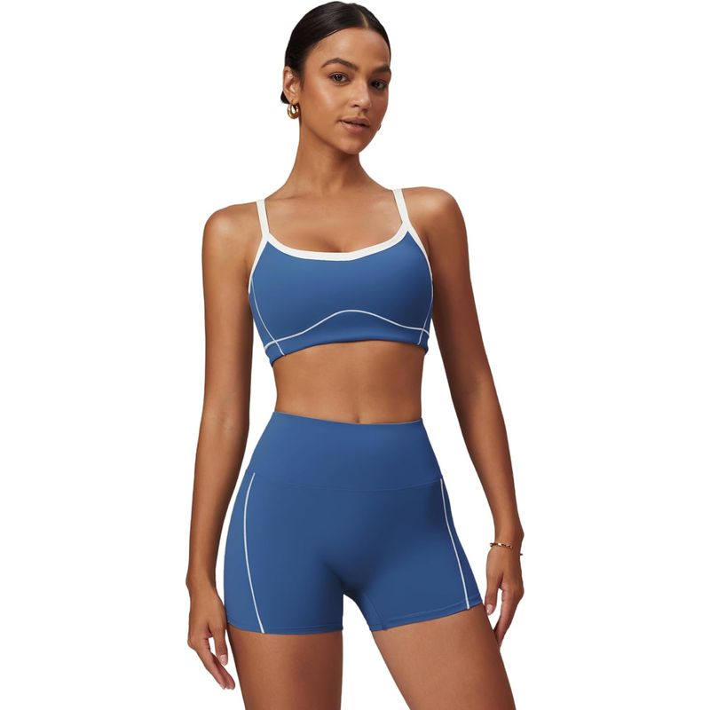 RURUTOTO - Conjunto de entrenamiento de yoga Top y Shorts para mujer Negro